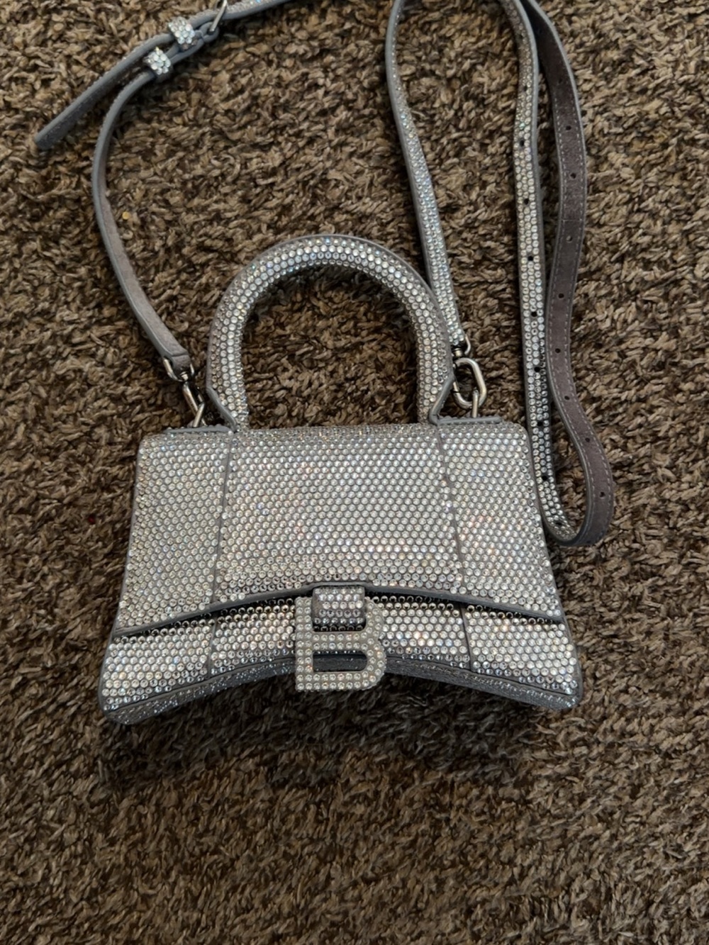 Balenciaga Silver Crystal-Embellished Mini Bag